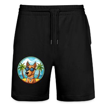 Chien Courant Andalou Race Chien Dessin Animé Lunettes De Soleil Plage - Short de jogging bio TRAINER Stanley/Stella unisexe - noir - Devant - Nik (191cm) & Marisol (170cm)