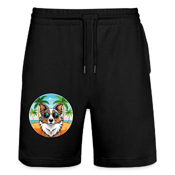 Lunettes de soleil de race de chien de berger australien - Short de jogging bio TRAINER Stanley/Stella unisexe - noir - Devant - Nik (191cm) & Marisol (170cm)
