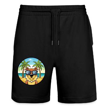 Berger De Beauce Dog Breed Cartoon Sunglass Beach - Stanley/Stella Trainer Unisex Organic Jogging Shorts - black - Front - Nik (191cm) & Marisol (170cm)