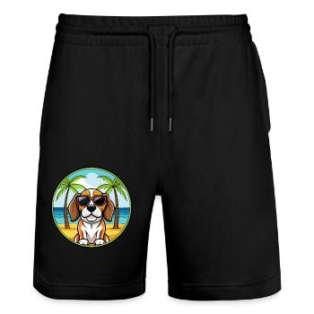 Beagle Harrier Dog Breed Cartoon Sunglasses Beach - Stanley/Stella Trainer Unisex Organic Jogging Shorts - black - Front - Nik (191cm) & Marisol (170cm)
