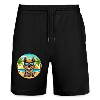 Black Tan Hund Rasse Cartoon Sonnenbrille Strand - Stanley/Stella Unisex Bio Joggingshorts Trainer  - Schwarz - Vorne - Nik (191cm) & Marisol (170cm)