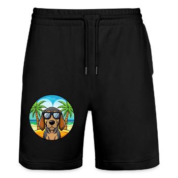 Schwarz Und Tan Coonhound Hunderasse Cartoon Strand - Stanley/Stella Unisex Bio Joggingshorts Trainer  - Schwarz - Vorne - Nik (191cm) & Marisol (170cm)
