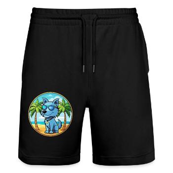 Bleu De Gascogne Dog Breed Cartoon Sunglass Beach - Stanley/Stella Trainer Unisex Organic Jogging Shorts - black - Front - Nik (191cm) & Marisol (170cm)