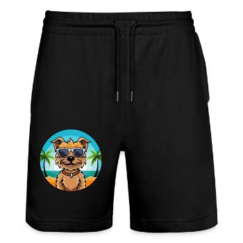 Border Terrier Chien Race Dessin Animé Lunettes de Soleil Plage - Short de jogging bio TRAINER Stanley/Stella unisexe - noir - Devant - Nik (191cm) & Marisol (170cm)