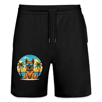 Broholmer Chien Race Dessin Animé Lunettes de Soleil Plage - Short de jogging bio TRAINER Stanley/Stella unisexe - noir - Devant - Nik (191cm) & Marisol (170cm)