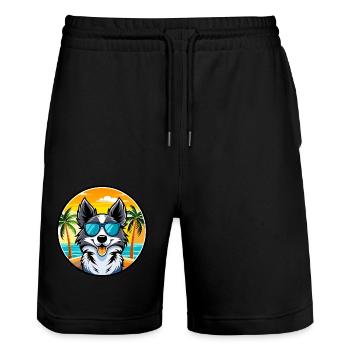 Border Collie Dog Breed Cartoon Sunglasses Beach - Stanley/Stella Trainer Unisex Organic Jogging Shorts - black - Front - Nik (191cm) & Marisol (170cm)