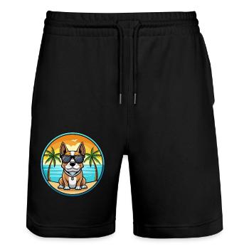 Braque Auvergne Dog Breed Cartoon Sunglasses Beach - Stanley/Stella Trainer Unisex Organic Jogging Shorts - black - Front - Nik (191cm) & Marisol (170cm)