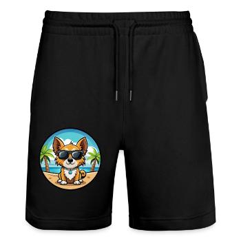 Continental Spielzeug Spaniel Hunderasse Cartoon Strand - Stanley/Stella Unisex Bio Joggingshorts Trainer  - Schwarz - Vorne - Nik (191cm) & Marisol (170cm)