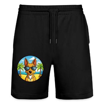 Cirneco Dell Etna Hunderasse Cartoon Sonnenbrille Strand - Stanley/Stella Unisex Bio Joggingshorts Trainer  - Schwarz - Vorne - Nik (191cm) & Marisol (170cm)