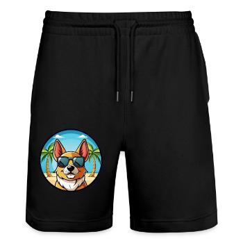 Combai Dog Breed Cartoon Sunglasses Beach - Stanley/Stella Trainer Unisex Organic Jogging Shorts - black - Front - Nik (191cm) & Marisol (170cm)