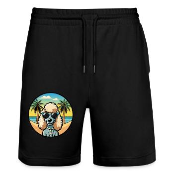Corded Poodle Dog Breed Cartoon Sunglasses Beach - Stanley/Stella Trainer Unisex Organic Jogging Shorts - black - Front - Nik (191cm) & Marisol (170cm)