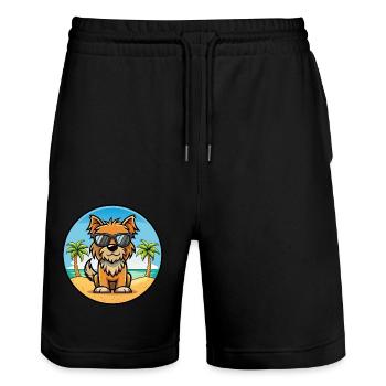 Belgische Griffon Hunderasse Cartoon Sonnenbrille Strand - Stanley/Stella Unisex Bio Joggingshorts Trainer  - Schwarz - Vorne - Nik (191cm) & Marisol (170cm)