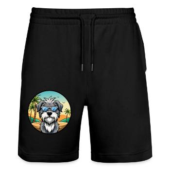 Dandie Dinmont Terrier Dog Breed Cartoon Beach - Stanley/Stella Trainer Unisex Organic Jogging Shorts - black - Front - Nik (191cm) & Marisol (170cm)