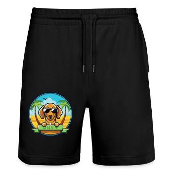 Dunker Hunderasse Cartoon Sonnenbrille Strand - Stanley/Stella Unisex Bio Joggingshorts Trainer  - Schwarz - Vorne - Nik (191cm) & Marisol (170cm)