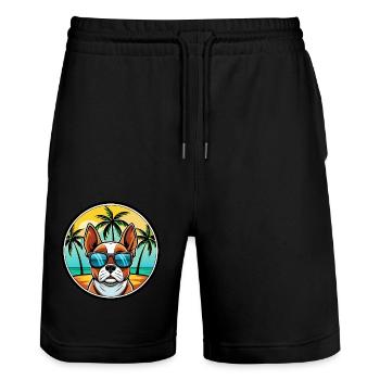 French Spaniel Dog Breed Cartoon Sunglasses Beach - Stanley/Stella Trainer Unisex Organic Jogging Shorts - black - Front - Nik (191cm) & Marisol (170cm)