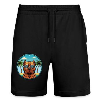 Französisch Bordeaux Mastiff Hunderasse Cartoon Strand - Stanley/Stella Unisex Bio Joggingshorts Trainer  - Schwarz - Vorne - Nik (191cm) & Marisol (170cm)