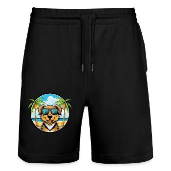 Hovawart Hunderasse Cartoon Sonnenbrille Strand - Stanley/Stella Unisex Bio Joggingshorts Trainer  - Schwarz - Vorne - Nik (191cm) & Marisol (170cm)