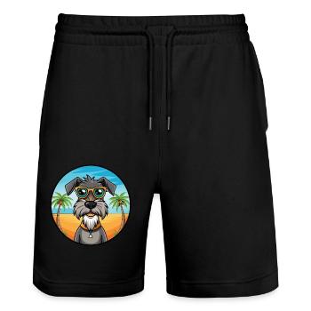 Deutscher Wachtelhund Hunderasse Cartoon Sonnenbrille - Stanley/Stella Unisex Bio Joggingshorts Trainer  - Schwarz - Vorne - Nik (191cm) & Marisol (170cm)
