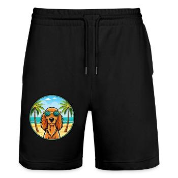 Irish Setter Hund Rasse Cartoon Sonnenbrille Strand - Stanley/Stella Unisex Bio Joggingshorts Trainer  - Schwarz - Vorne - Nik (191cm) & Marisol (170cm)