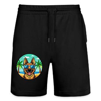 German Shepherd Dog Breed Cartoon Sunglasses Beach - Stanley/Stella Trainer Unisex Organic Jogging Shorts - black - Front - Nik (191cm) & Marisol (170cm)