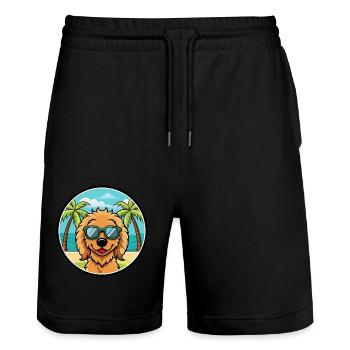 Goldendoodle Hunderasse Cartoon Sonnenbrille Strand - Stanley/Stella Unisex Bio Joggingshorts Trainer  - Schwarz - Vorne - Nik (191cm) & Marisol (170cm)