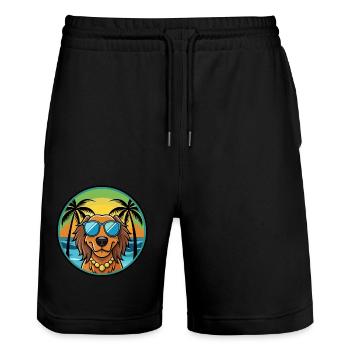 Gordon Setter Hunderasse Cartoon Sonnenbrille Strand - Stanley/Stella Unisex Bio Joggingshorts Trainer  - Schwarz - Vorne - Nik (191cm) & Marisol (170cm)