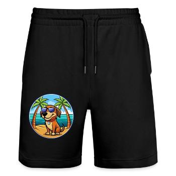 Grec Lièvre Chien Race Dessin Animé Lunettes De Soleil Plage - Short de jogging bio TRAINER Stanley/Stella unisexe - noir - Devant - Nik (191cm) & Marisol (170cm)