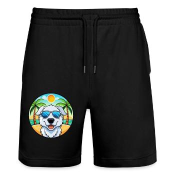 Kuvasz Chien Race Dessin Animé Lunettes de Soleil Plage - Short de jogging bio TRAINER Stanley/Stella unisexe - noir - Devant - Nik (191cm) & Marisol (170cm)