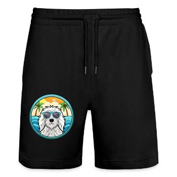 Komondor Chien Race Dessin Animé Lunettes de Soleil Plage - Short de jogging bio TRAINER Stanley/Stella unisexe - noir - Devant - Nik (191cm) & Marisol (170cm)