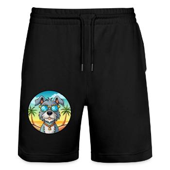 Mittelschnauze Hunderasse Cartoon Sonnenbrille Strand - Stanley/Stella Unisex Bio Joggingshorts Trainer  - Schwarz - Vorne - Nik (191cm) & Marisol (170cm)