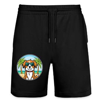 Kooikerhondje Chien Race Dessin Animé Lunettes De Soleil Plage - Short de jogging bio TRAINER Stanley/Stella unisexe - noir - Devant - Nik (191cm) & Marisol (170cm)