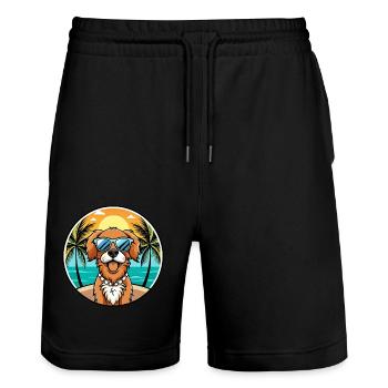 Picardie Spaniel Hund Rasse Cartoon Sonnenbrille Strand - Stanley/Stella Unisex Bio Joggingshorts Trainer  - Schwarz - Vorne - Nik (191cm) & Marisol (170cm)