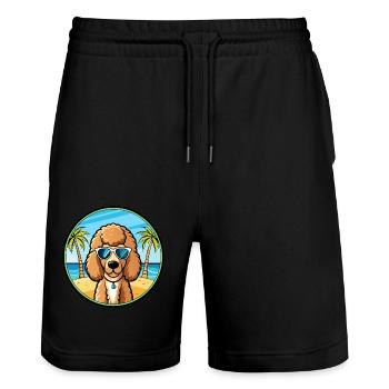 Caniche Chien Race Dessin Animé Lunettes De Soleil Plage - Short de jogging bio TRAINER Stanley/Stella unisexe - noir - Devant - Nik (191cm) & Marisol (170cm)