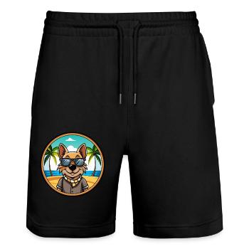 Ratonero Valenciano Lunettes de soleil de dessin animé de race de chien - Short de jogging bio TRAINER Stanley/Stella unisexe - noir - Devant - Nik (191cm) & Marisol (170cm)
