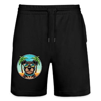 Rottweiler Chien Race Dessin Animé Lunettes De Soleil Plage - Short de jogging bio TRAINER Stanley/Stella unisexe - noir - Devant - Nik (191cm) & Marisol (170cm)