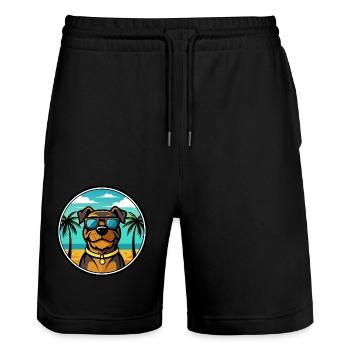 Rottweiler Chien Race Dessin Animé Lunettes De Soleil Plage - Short de jogging bio TRAINER Stanley/Stella unisexe - noir - Devant - Nik (191cm) & Marisol (170cm)