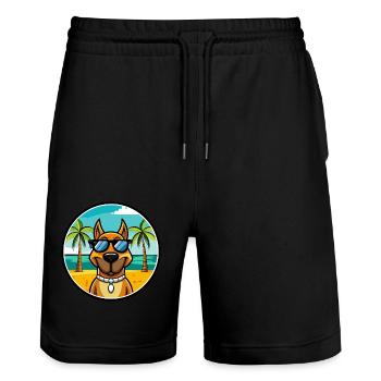 Chien de chasse serbe race dessin animé lunettes de soleil plage - Short de jogging bio TRAINER Stanley/Stella unisexe - noir - Devant - Nik (191cm) & Marisol (170cm)