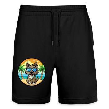 Slovensky Cuvac Chien Race Dessin Animé Lunettes de Soleil Plage - Short de jogging bio TRAINER Stanley/Stella unisexe - noir - Devant - Nik (191cm) & Marisol (170cm)