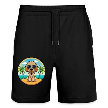 Spanish Water Dog Breed Cartoon Sunglasses Beach - Stanley/Stella Trainer Unisex Organic Jogging Shorts - black - Front - Nik (191cm) & Marisol (170cm)