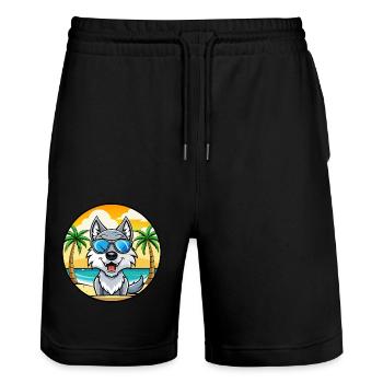 Saarloos Wolfdog Rasse Cartoon Sonnenbrille Strand - Stanley/Stella Unisex Bio Joggingshorts Trainer  - Schwarz - Vorne - Nik (191cm) & Marisol (170cm)