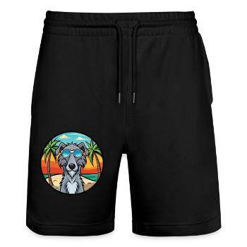 Scottish Deerhound Dog Breed Cartoon Sunglasses - Stanley/Stella Trainer Unisex Organic Jogging Shorts - black - Front - Nik (191cm) & Marisol (170cm)
