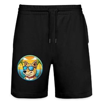 Sapsali Dog Breed Cartoon Sunglasses Beach - Stanley/Stella Trainer Unisex Organic Jogging Shorts - black - Front - Nik (191cm) & Marisol (170cm)