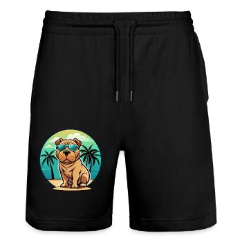 Shar Pei Hunderasse Cartoon Sonnenbrille Strand - Stanley/Stella Unisex Bio Joggingshorts Trainer  - Schwarz - Vorne - Nik (191cm) & Marisol (170cm)