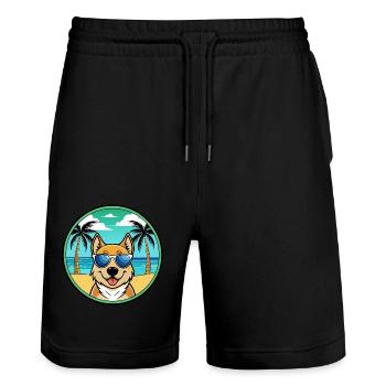 Slovensky Kopov Hunderasse Cartoon Sonnenbrille Strand - Stanley/Stella Unisex Bio Joggingshorts Trainer  - Schwarz - Vorne - Nik (191cm) & Marisol (170cm)
