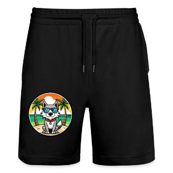 Taigan Kyrgyz Taighany Dog Breed Cartoon Beach - Stanley/Stella Trainer Unisex Organic Jogging Shorts - black - Front - Nik (191cm) & Marisol (170cm)