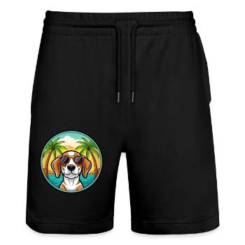 Treeing Walker Coonhound Hunderasse Cartoon Strand - Stanley/Stella Unisex Bio Joggingshorts Trainer  - Schwarz - Vorne - Nik (191cm) & Marisol (170cm)