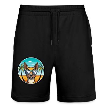 Spielzeug Manchester Terrier Hunderasse Cartoon Strand - Stanley/Stella Unisex Bio Joggingshorts Trainer  - Schwarz - Vorne - Nik (191cm) & Marisol (170cm)