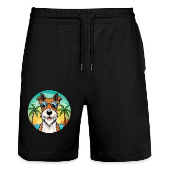 Fil Fox Terrier Chien Race Dessin Animé Lunettes De Soleil Plage - Short de jogging bio TRAINER Stanley/Stella unisexe - noir - Devant - Nik (191cm) & Marisol (170cm)