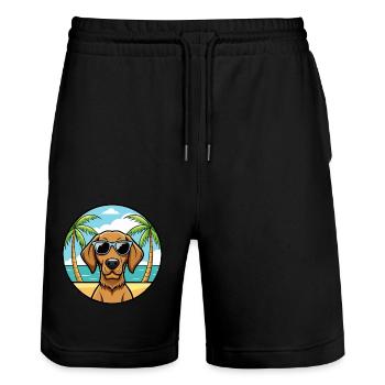 Vizsla à poil dur race de chien dessin animé lunettes de soleil plage - Short de jogging bio TRAINER Stanley/Stella unisexe - noir - Devant - Nik (191cm) & Marisol (170cm)