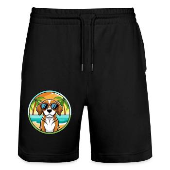 Beagle Harrier Dog Breed Cartoon Sunglasses Beach - Stanley/Stella Trainer Unisex Organic Jogging Shorts - black - Front - Nik (191cm) & Marisol (170cm)